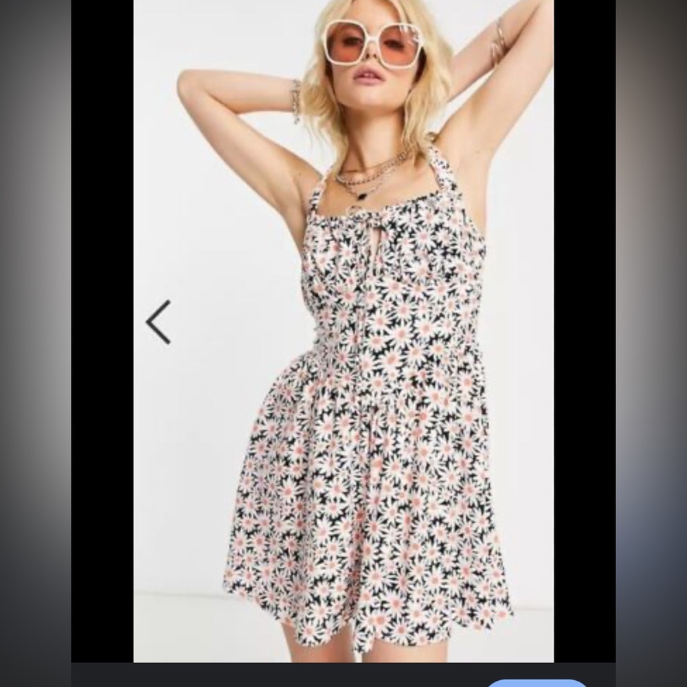 ASOS design Black and White Floral Mini Sundress